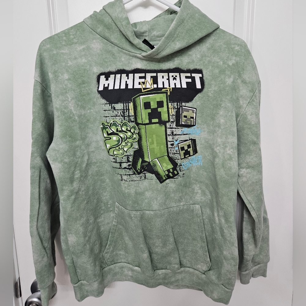 Boys Large Minecraft Creeper In Action Graphic Hoodie